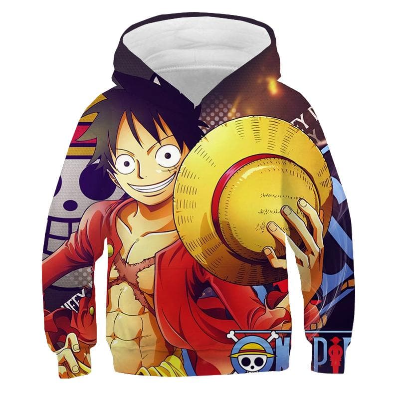 One Piece Hoodie Kids hooded Sweatshirt Anime Luffy Hoodie Kids Clothes Boys Girls Long Sleeve Autumn Warm Pullover Casual Tops 2XL