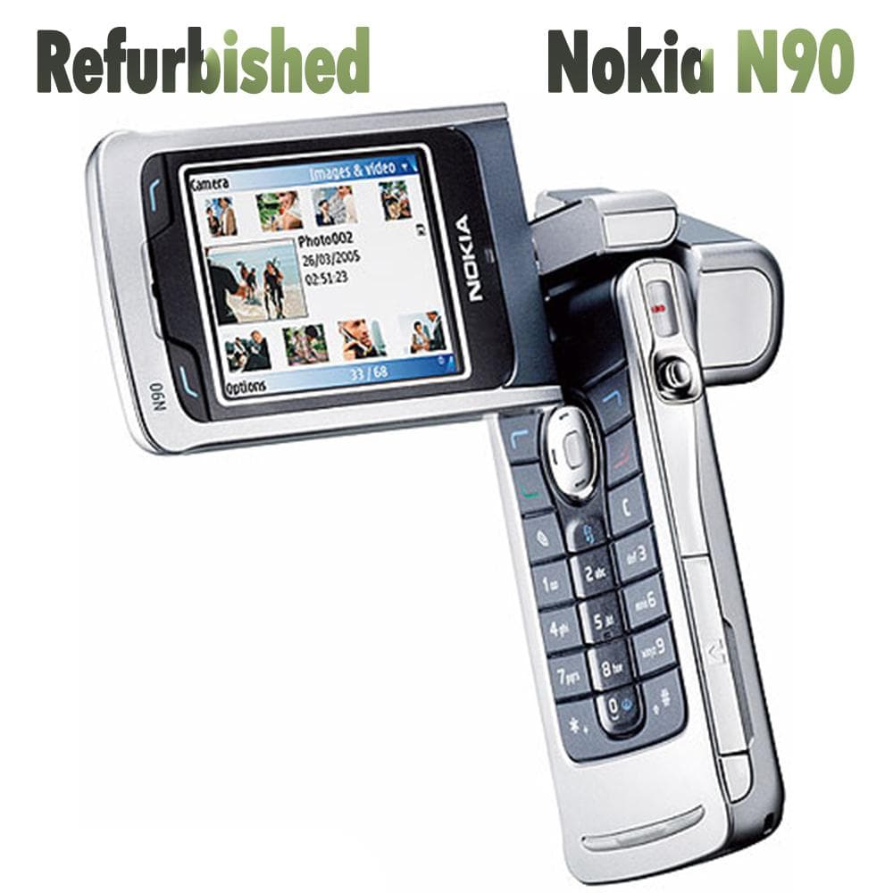 Refurbished Nokia Original Nokia N90 Mobile Phone 1 Battery 1 Charger silver