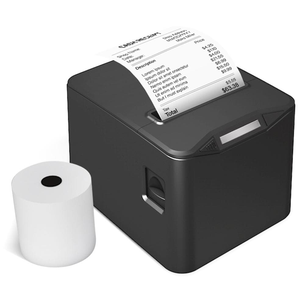 Bisofice Thermal Receipt Printer 80mm Desktop Direct Thermal Printing USB+LAN Connection High Speed US PLUG black