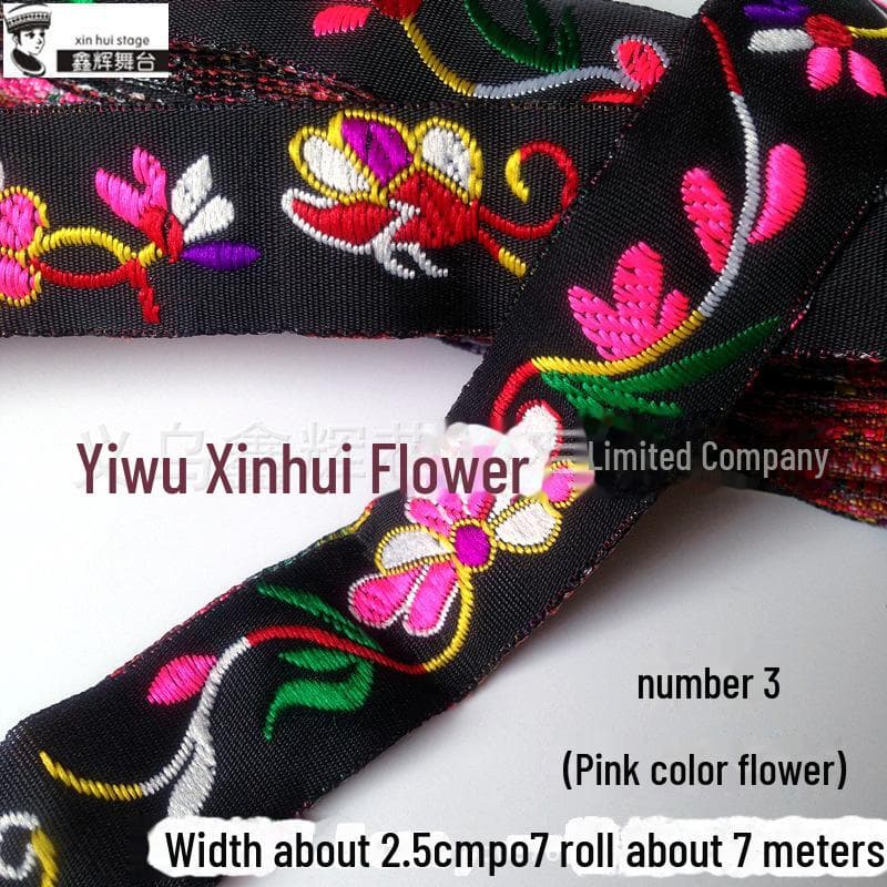 Xinhui 2.5cm Ethnic Embroidery Lace Ribbon for DIY Crafts