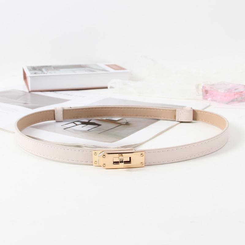 Fashion Retro Adjustable Buckle Belt Women Thin Belts Female Dress Waistband 1PC white