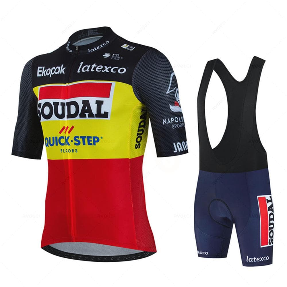 Soudal Quick Step Cycling Jersey Set Summer Belgium Bicycle Breathable Men MTB Bike Clothing Maillot Ropa Ciclismo Uniform Suit XXL