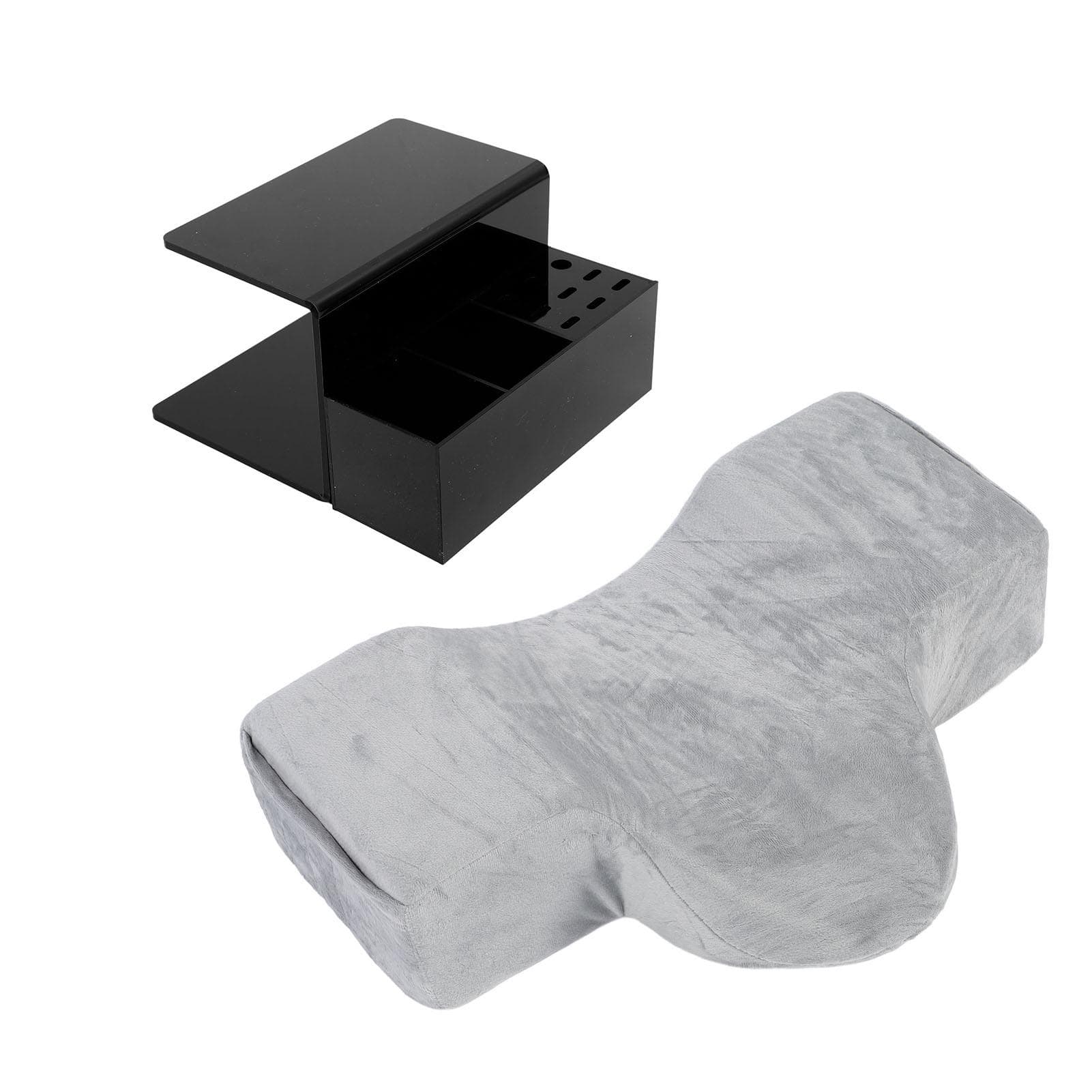 Gray Eyelash Extension Pillow with Black Shelf Organizer Stand U Shape Lash Pillow Set Eyelash