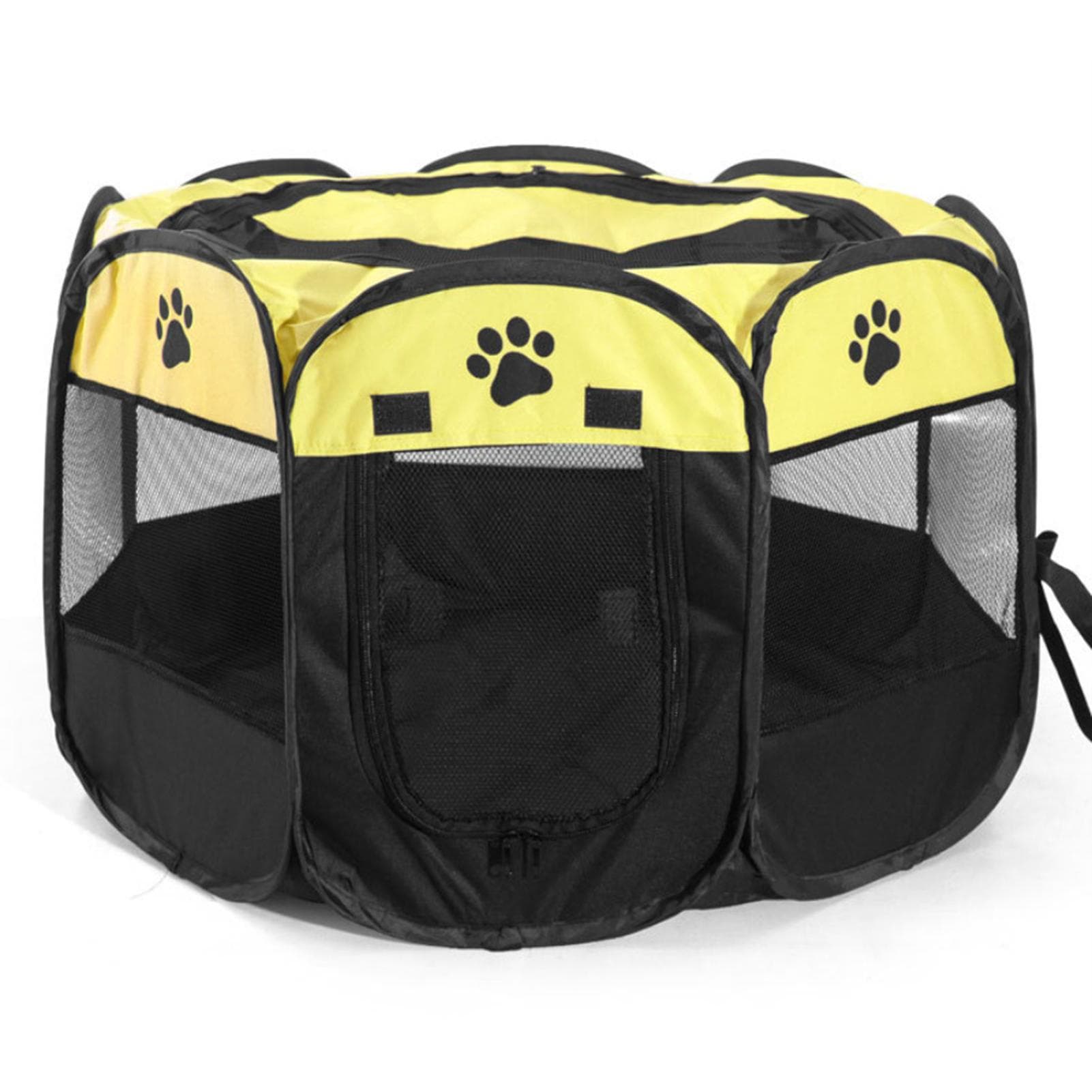 Portable Foldable Waterproof Pet playpen Open-Air Oxford Air Mesh Playpen and Exercise Pen Tent M yellow