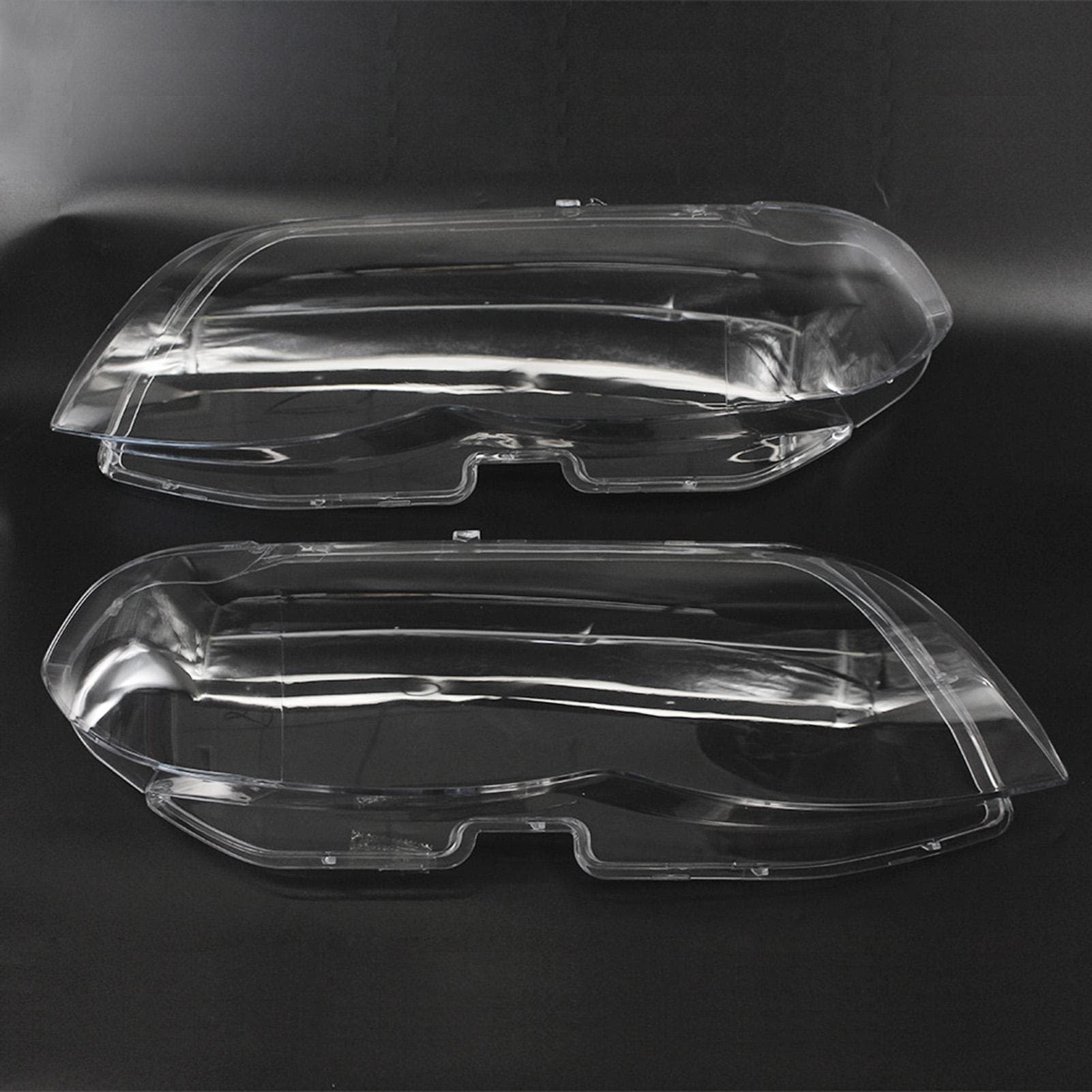 Headlight Glass Headlight Lens Plastic Cover Replacement For BMW X5 E53 Right+Left 2004-2006 white