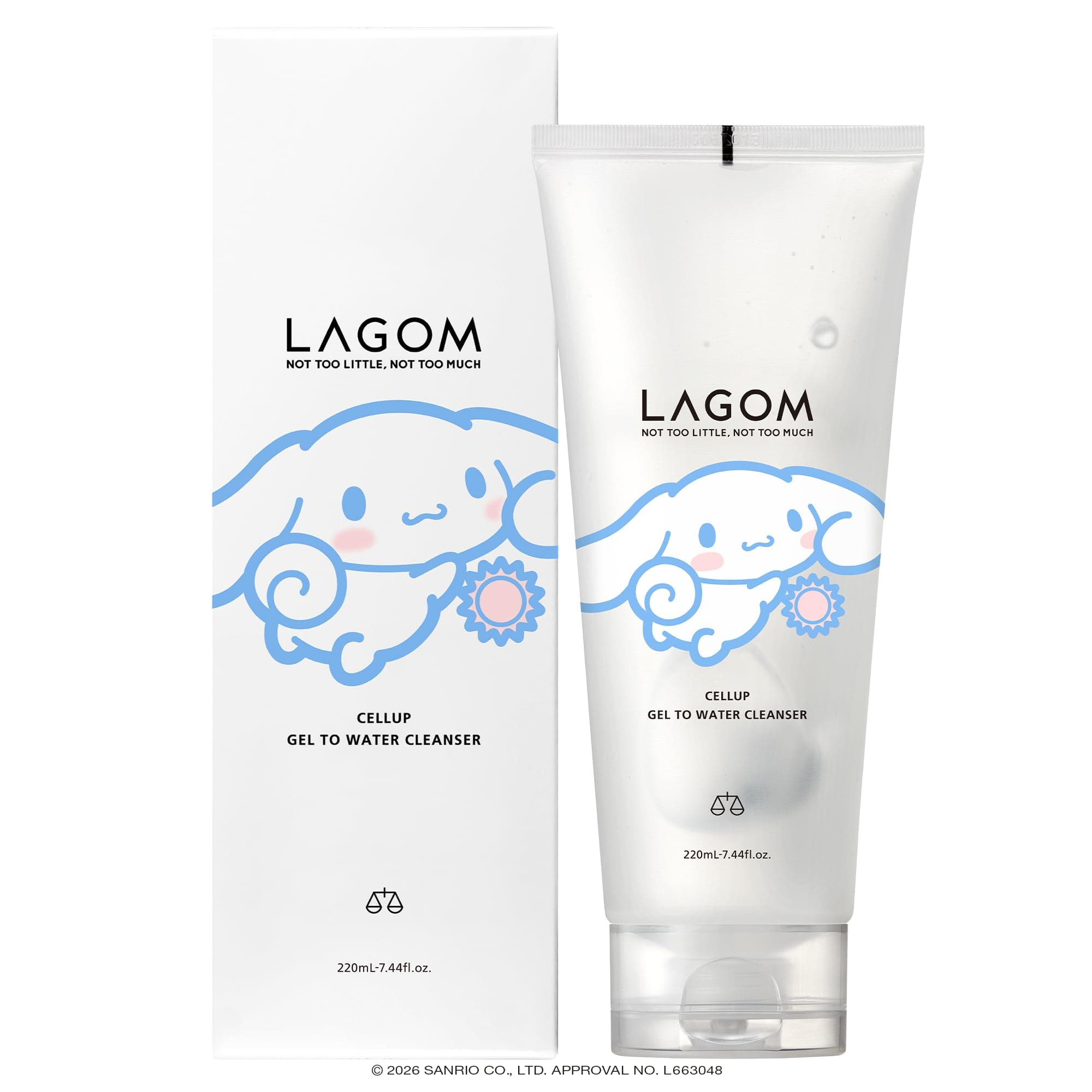 LAGOM Gel-to-Water Cleanser (Limited Edition Cinnamoroll Design) Morning Facial Cleanser, 220mL, Authentic Japanese Product