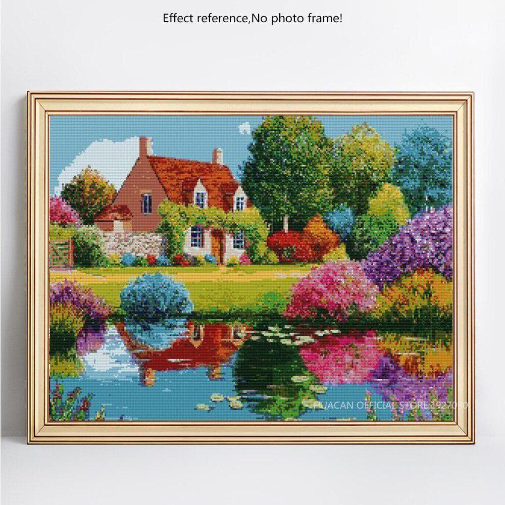 Diamond Embroidery Lake And Tree Landscape Diamond Painting DIY Full Round Cross Stitch 20X30CM
