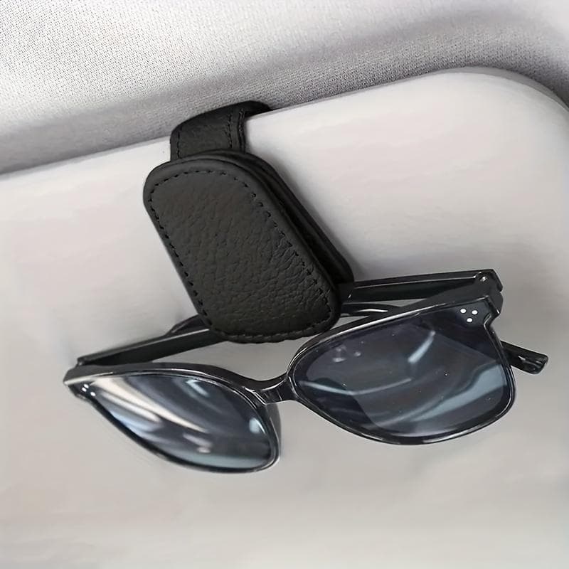 1Pcs Sunglasses Holder Is Suitable for Car Sunshades - Magnetic Leather Sunglasses Clip and Ticket Clip - Car Sunshade Accessori black