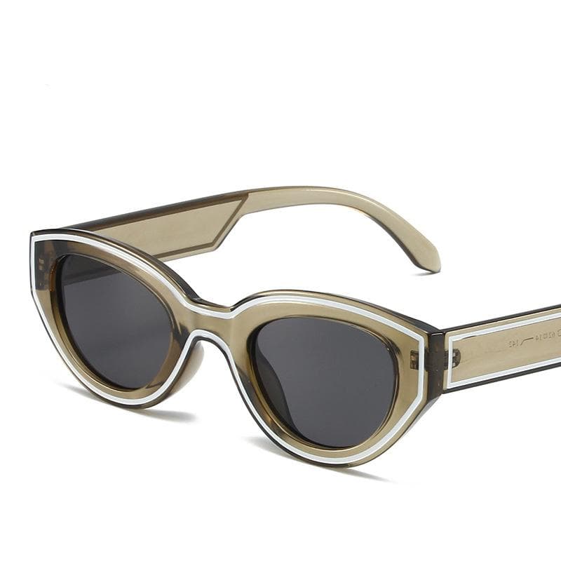 New Y2K Cat Eye Sunglasses Women Men Vintage Luxury Designer Punk Pink Stripe Hip Hop Popular Shades