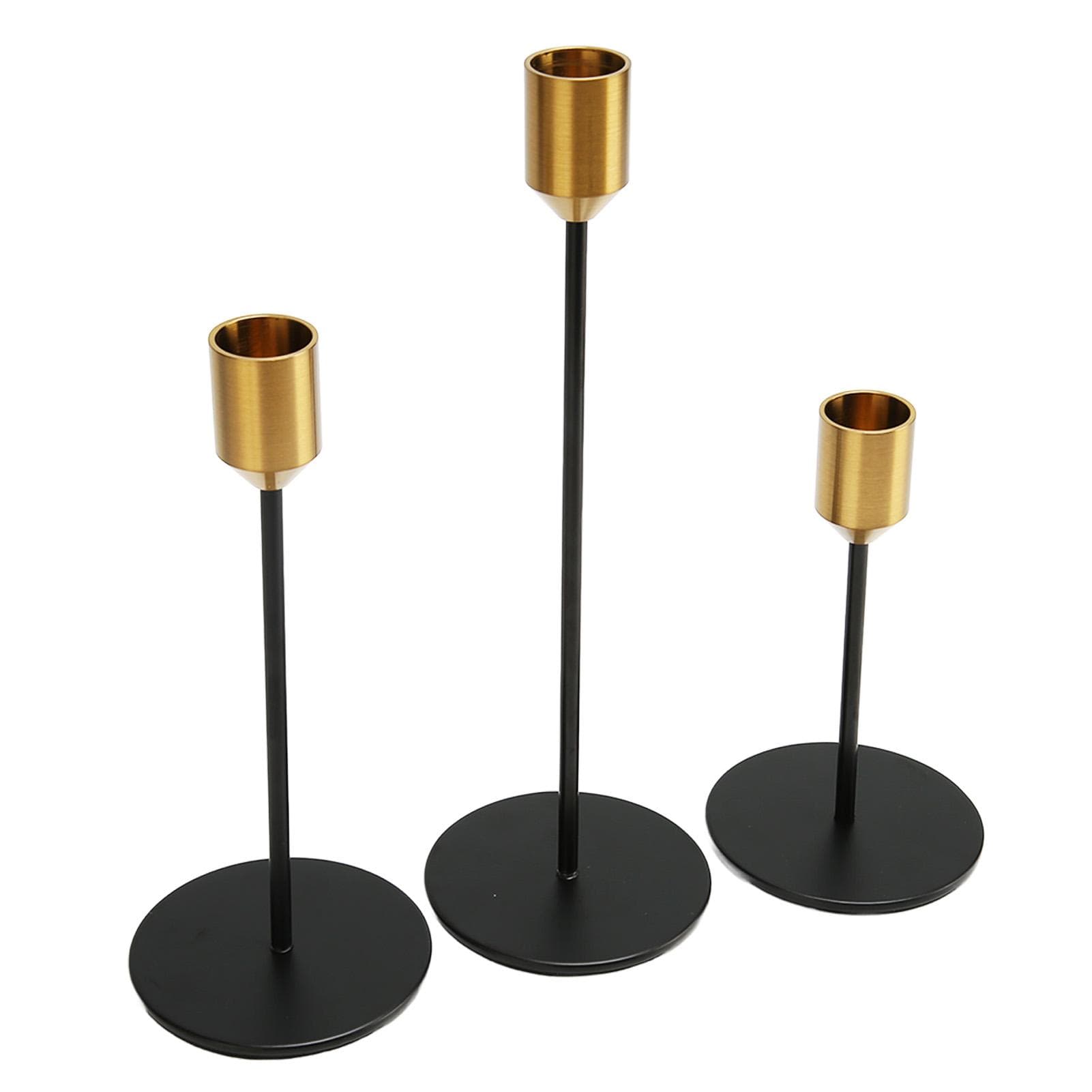 Candlestick Holder Black Gold Elegant Romantic Brushed Iron Convenient Practical Candle Stand for