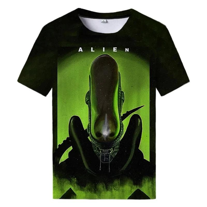 Summer New Alien Art 3D Print T-shirt For Men Clothing Daily Casual T-shirt Horror Alien Movie Graphic Harajuku Tops Tees Shirts XL