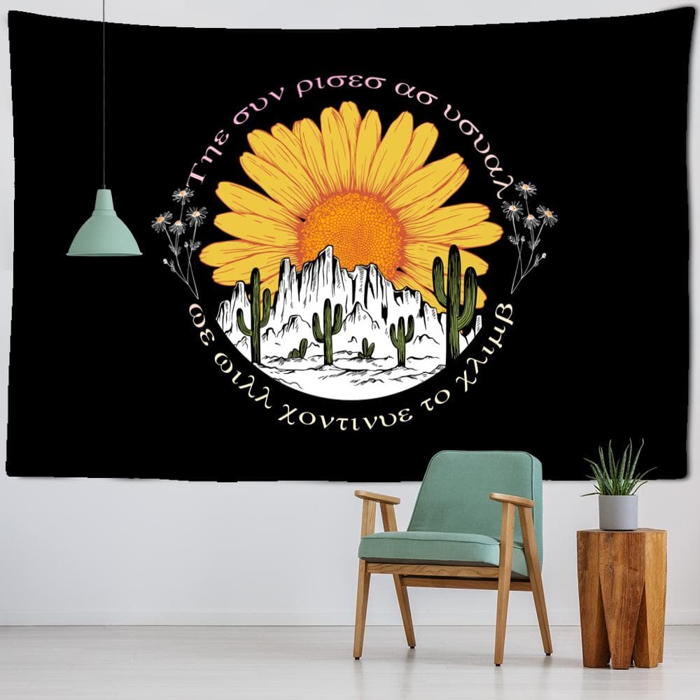 Sunflower Planet Tapestry Wall Hanging Natural Plants Bohemian Hippie Carpet Beach Towel Art Family Bedroom Room Decor 95x70cm