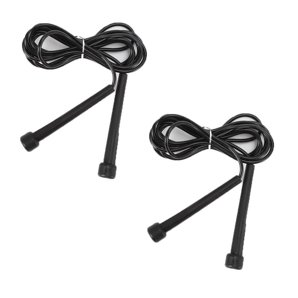 2Pcs Speed Skipping Jumping Rope with Plastic Handles Fitness Exercise Sport EquipmentBlack black