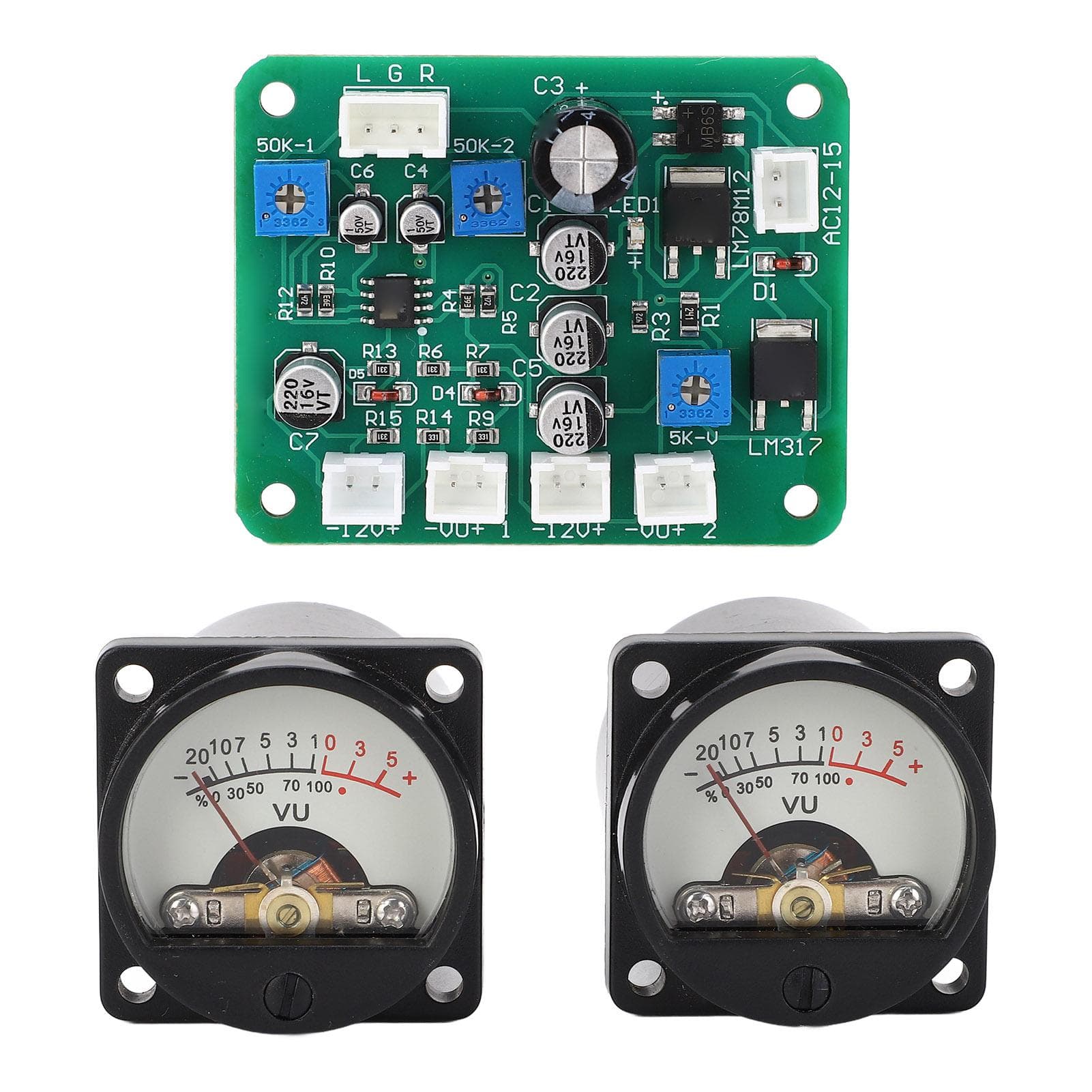 VU Meter Panel Kit 2PCS Warm Color Backlight Power Amplifier VU Meter with Driver Board