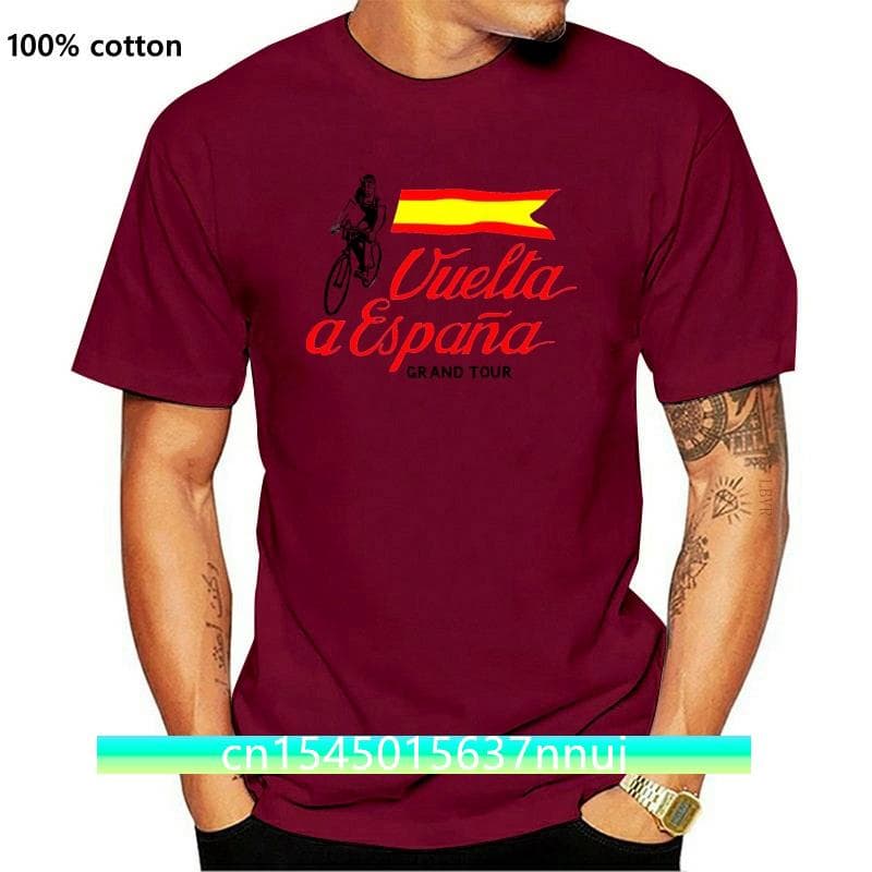New Vuelta A Espana T Shirt Printed Mens Vintage Spanish Cycling T-Shirt Bicycle Grand Tour Spain Race Bike Cycling Tee Shirt S