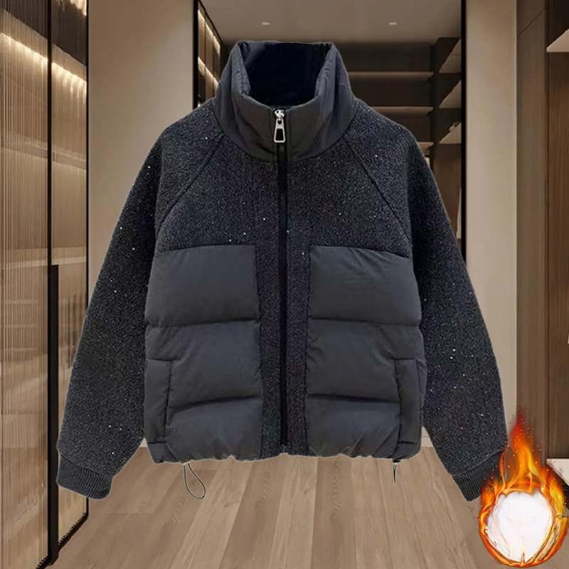 Thickened Warm Cotton Clothes for Women's Winter New Korean Temperament Versatile Turtleneck Zipper Long-sleeved Jacket 3XL