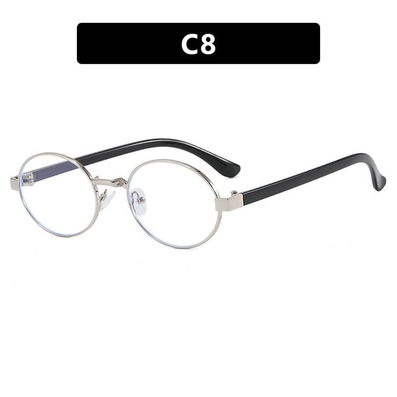 Trendy Metal Frame Small Oval Sunglasses For Women Classic Black Round Shades Eye Protection UV400