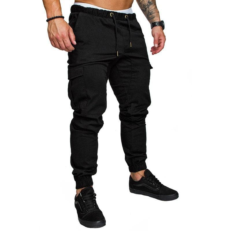 Men's Cargo Gym Joggers Sweatpants 3XL black