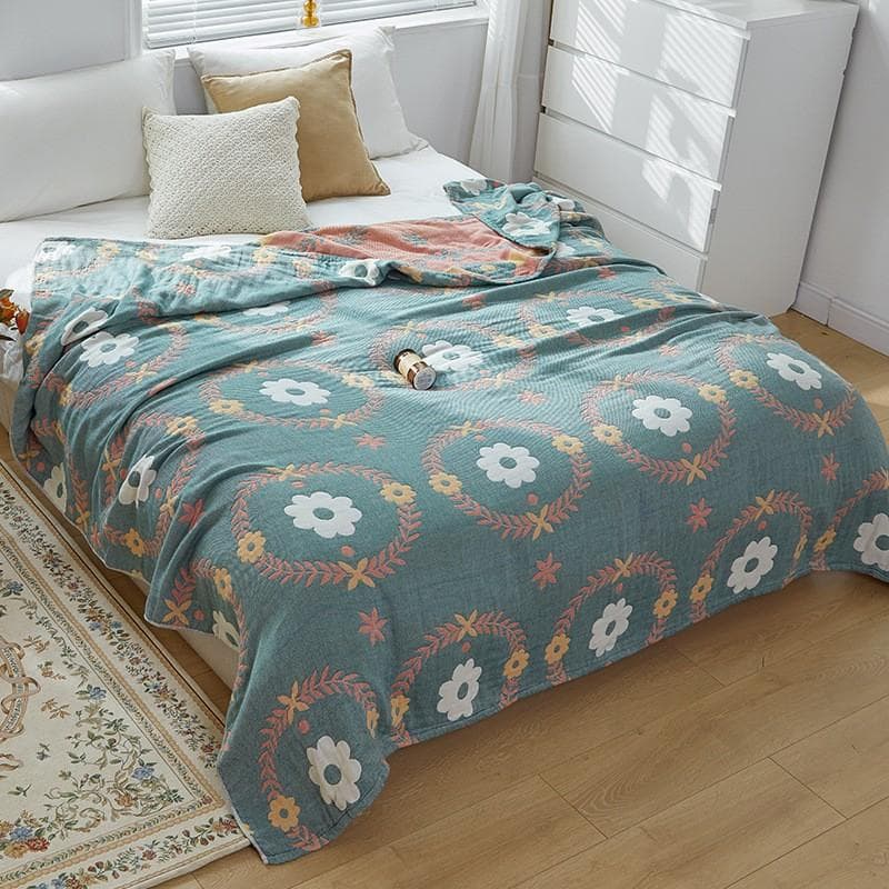100% Cotton Muslin Bed Cover Breathable Muslin Bedspread Home Textile Adult Kids Jaccquard Sofa Bed Throw Blankets Bedsheet 150x200cm