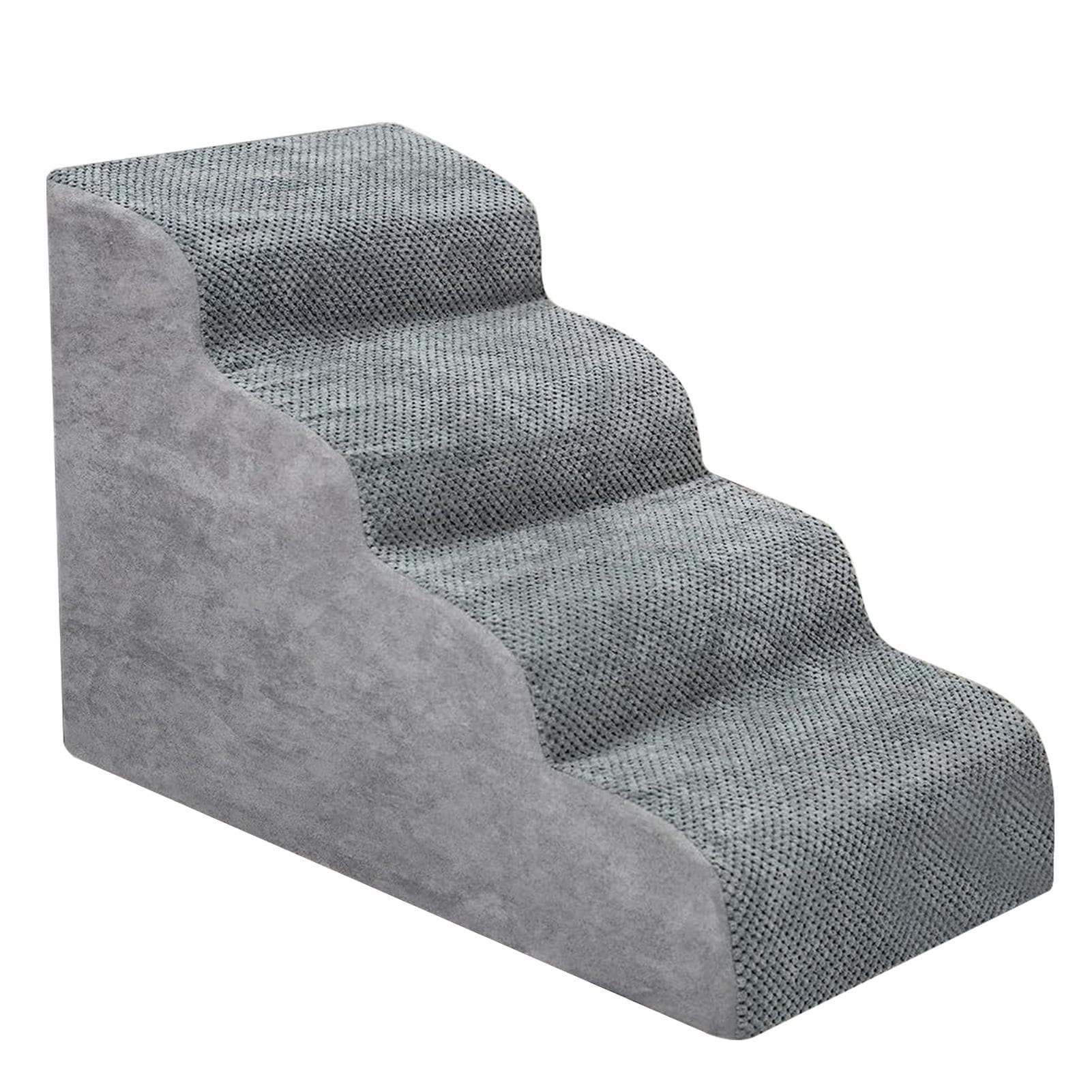 Dog Stairs Non-Slip Pet Ramp Stairs Dog Ramp for Bed Pet Dog Steps 4 Tiers Training Stairs grey