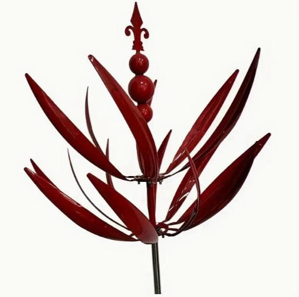 Horticultural Wind Power Rotating Insert Outdoor Courtyard Iron Art Metal Garden Decoration Windmill Ornament red