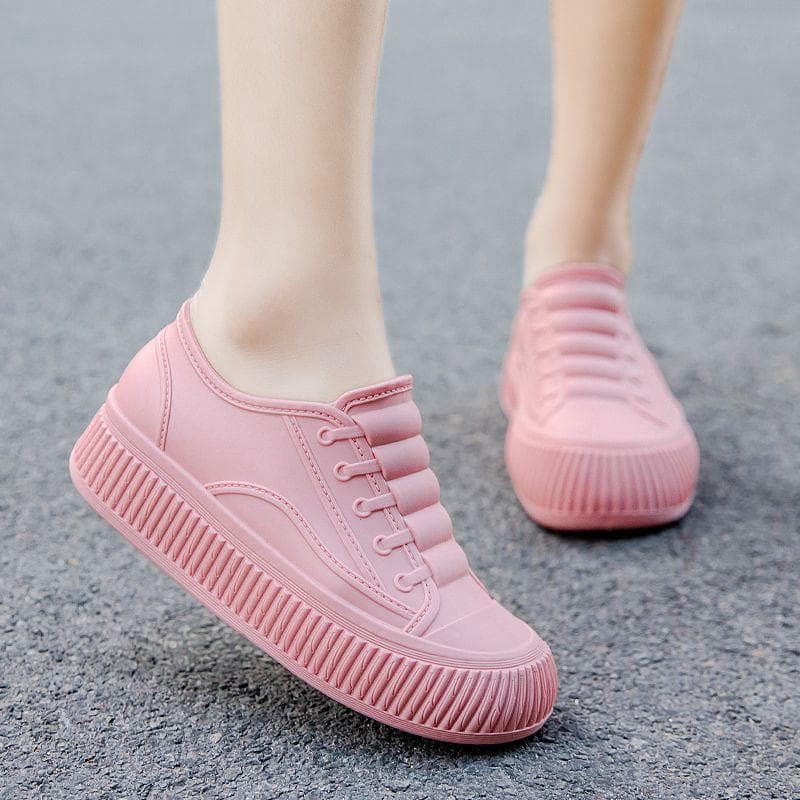 Low Rise Rain Boots for Women Waterproof and Wear-resistant All Season Women's Rain Boots, Warm and Plush Flat Rain Boots, Kitchen Shoes, Rubber Shoes 40 pink