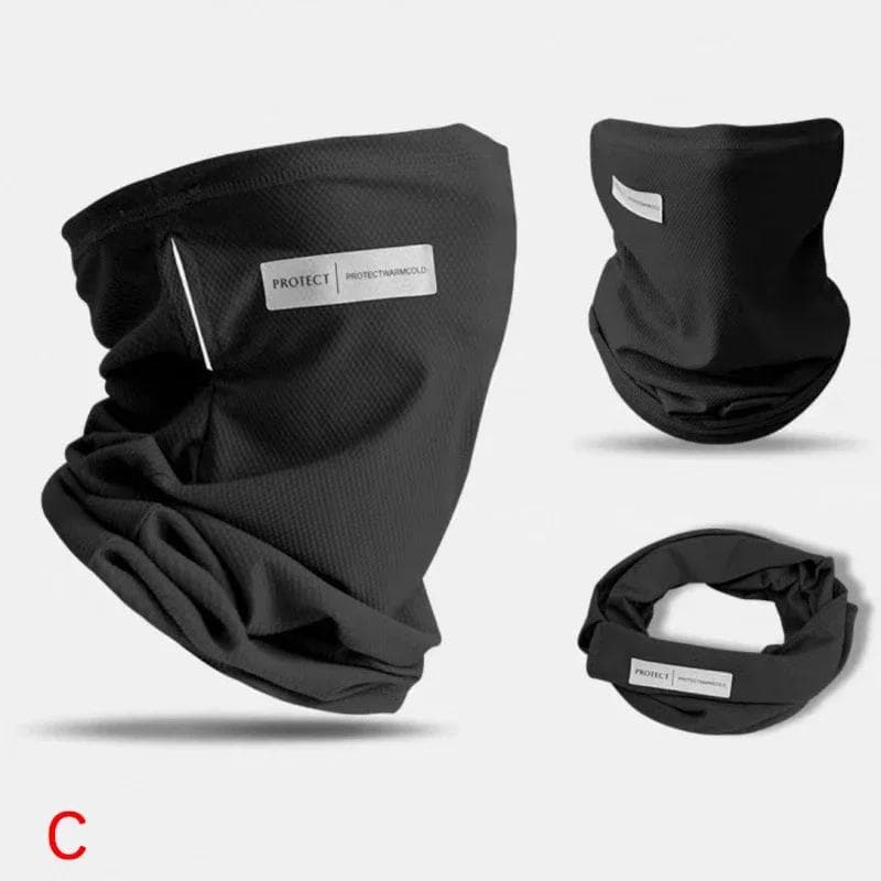 Ice Silk Sunscreen Mask for Men Women Outdoor Cycling Face Cover Solid Color Neck Wrap UV Protection Ear Bandana Scarf Summer black