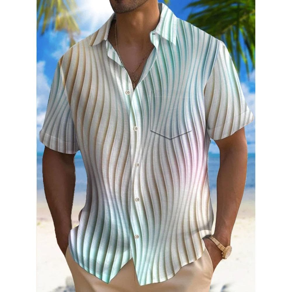 Summer Hawaiian Spring/Summer Fashion Mens Shirt Leisure Street Walk Tourist Beach Printed Full Open Short Sleeve Button Shirt XXL