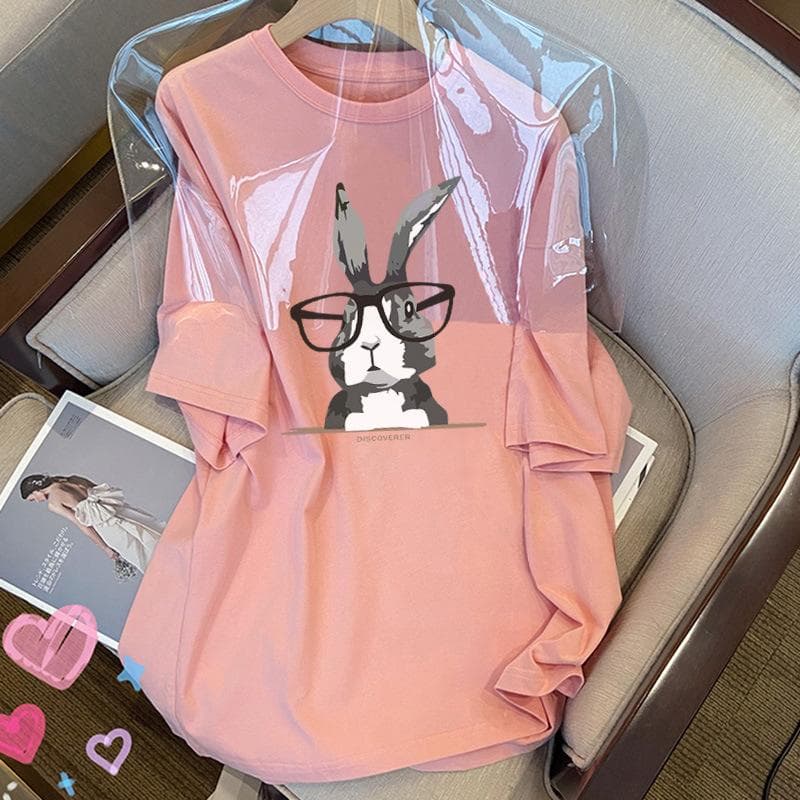 New Pure Cotton Short-sleeved T-shirt for Women Korean Loose Casual Mid-length Versatile Age-reducing Top for Summer XXXL