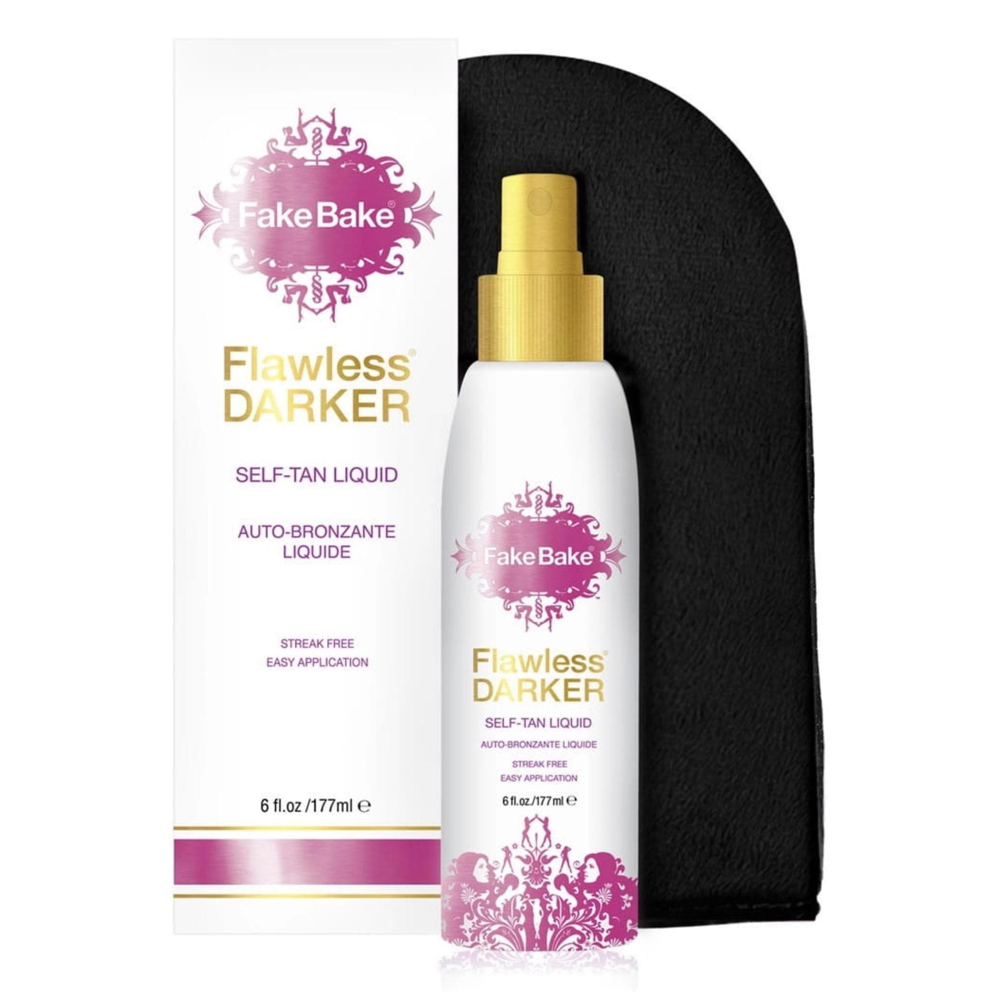 Fake bake flawless darker self-tanner with a glove