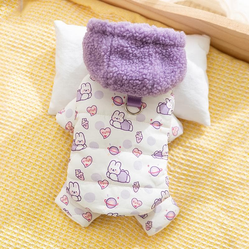 Small and Medium-sized Dogs, Fully Printed Quilting Cotton Traction Four-legged Cotton-padded Cat Thickened Warm Pet Dog Clothes XXL
