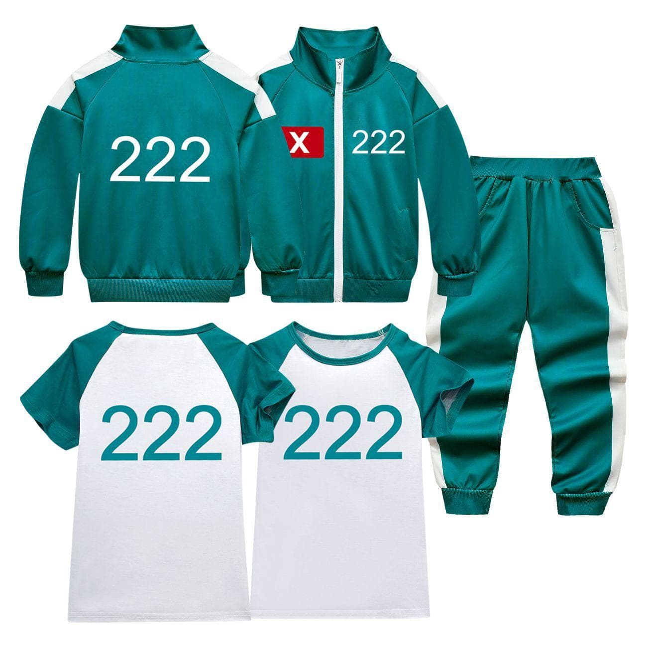 Kids Boys Girls Movie Game Print Long Sleeves Zipper Jacket Coat T Shirt Trousers Pants Set Outfit Halloween Cosplay Costume 150