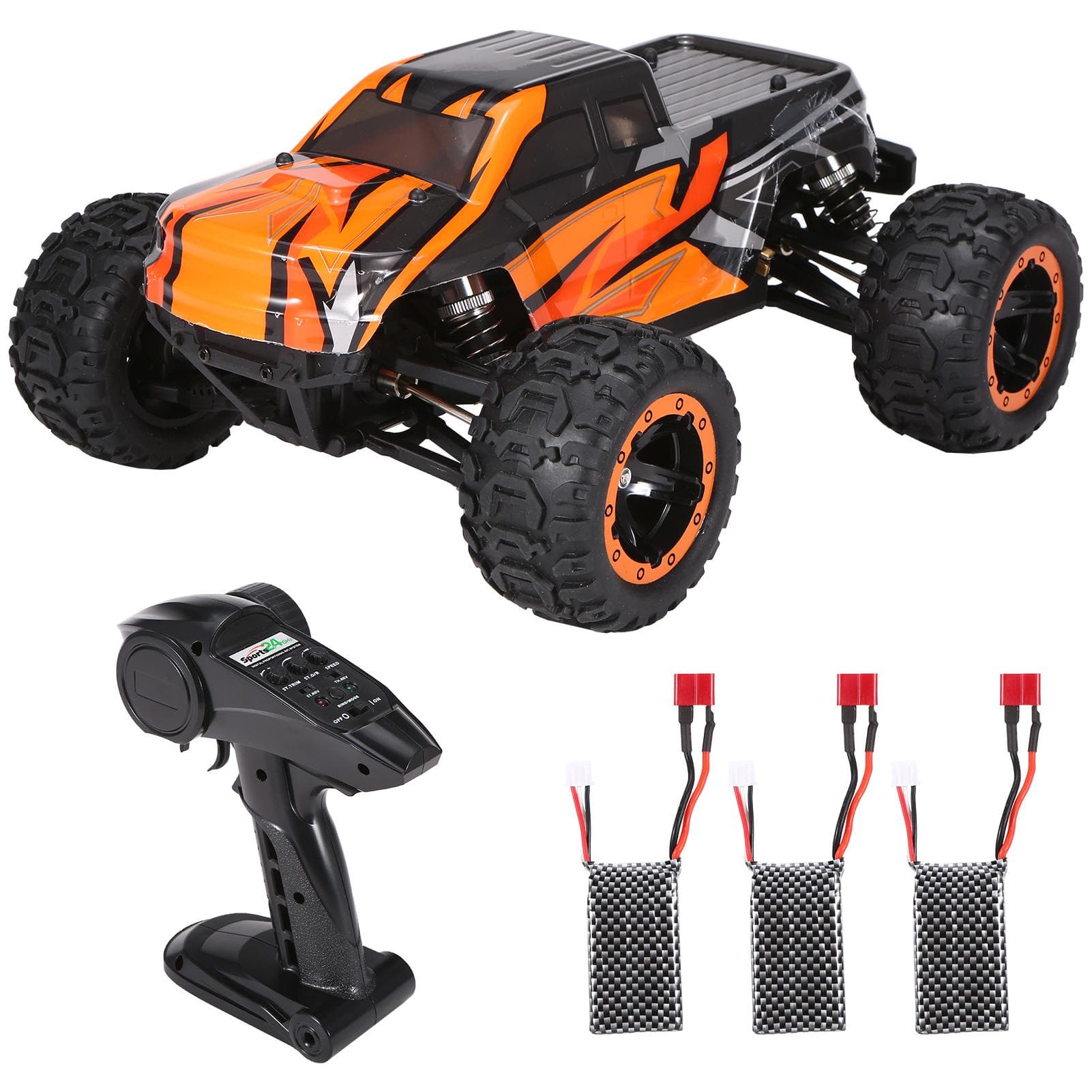 16889A-Pro 1:16 RC Car 4WD Big Foot RC Car 45 Km/h High Speed 2840 Brushless Motor Vehicle All 3 batteries