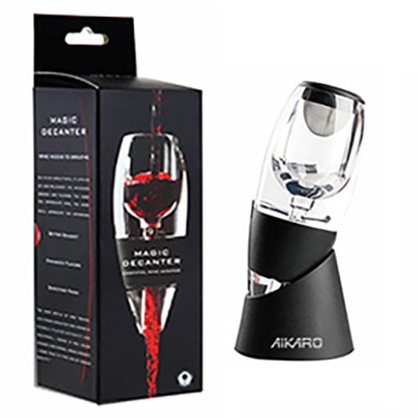 AIKARO Wine Air Aerator Pourer Red Wine Decanter with Filter and Base black