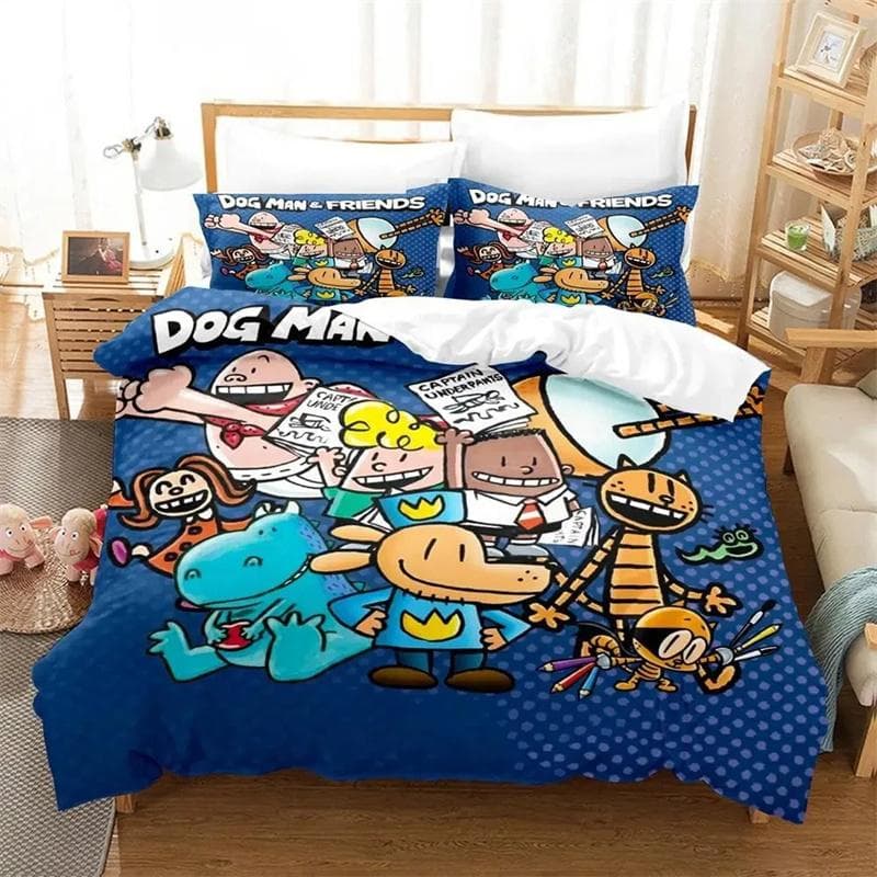 3D Print Cartoon Dog Man Bedding Set Boys Girls Twin Queen Size Duvet Cover Pillowcase Bed Kids Adult Polyester Comforter Cover 135X200cm