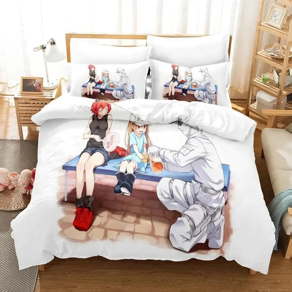 3D Print Cells At Work Bedding Set,Duvet Cover Comforter Bed Set Quilt Cover Pillowcase,King Queen Twin Size Boys Girls Adultse 135X200cm-2pcs