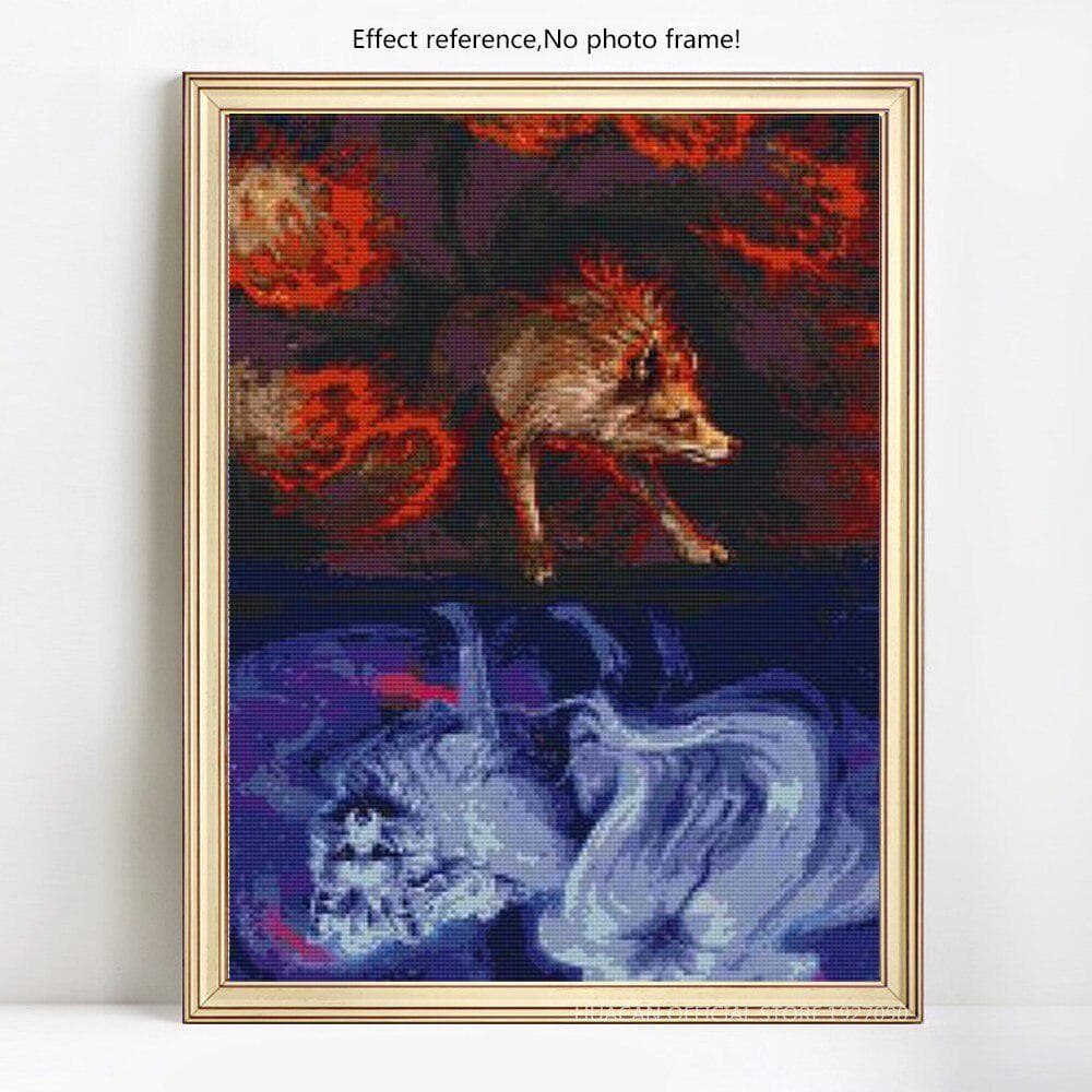 Diamond Painting Cross Stitch Wolf Full Round Diamond Embroidery 20X30CM