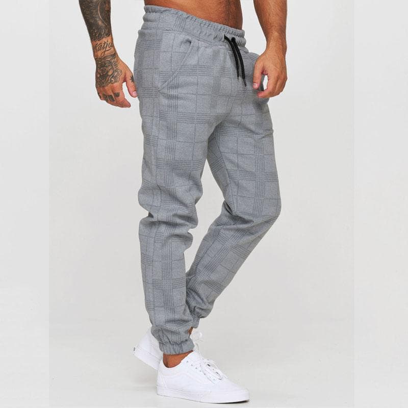 Men's Cargo Pants Fitness Gyms Sweatpants Mens Clothes Jogger Men's Casual Pants Plaid Trousers Fashion Streetwear M light grey