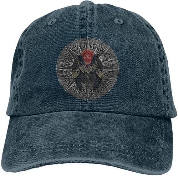 Vikings Mjolnir and Rune Wheel Norse Mythology Symbol Baseball Dad Cap Hip Hop Cap Adjustable Classic Sports for Unisex Women Hat One Size