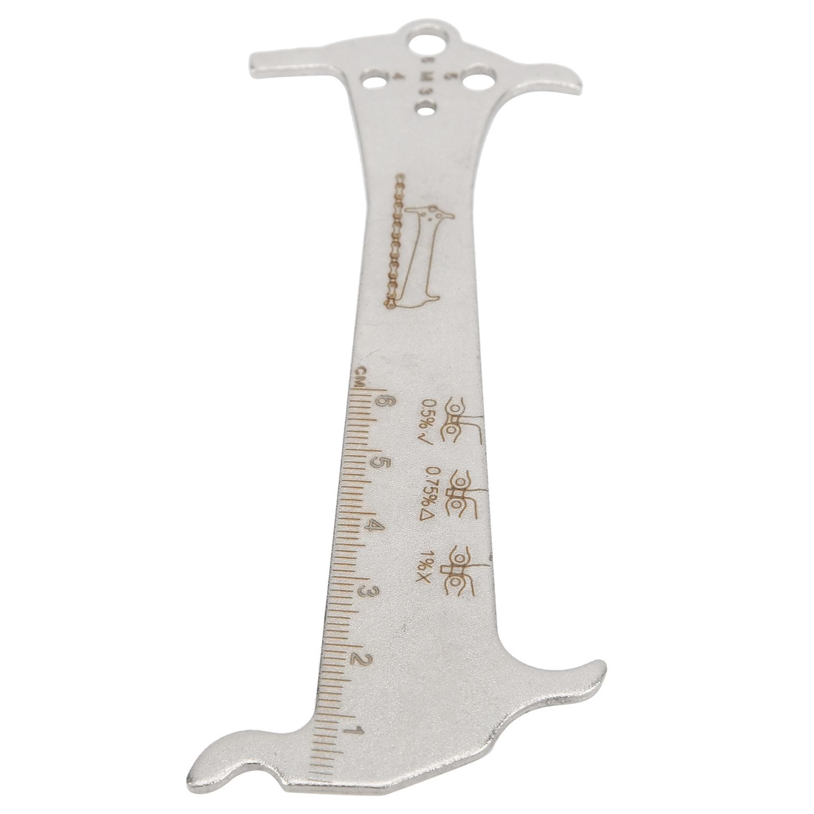 3 in 1 Mountain Bike Chain Measuring Ruler Road Bike Chain Wear Measuring Tool Silver
