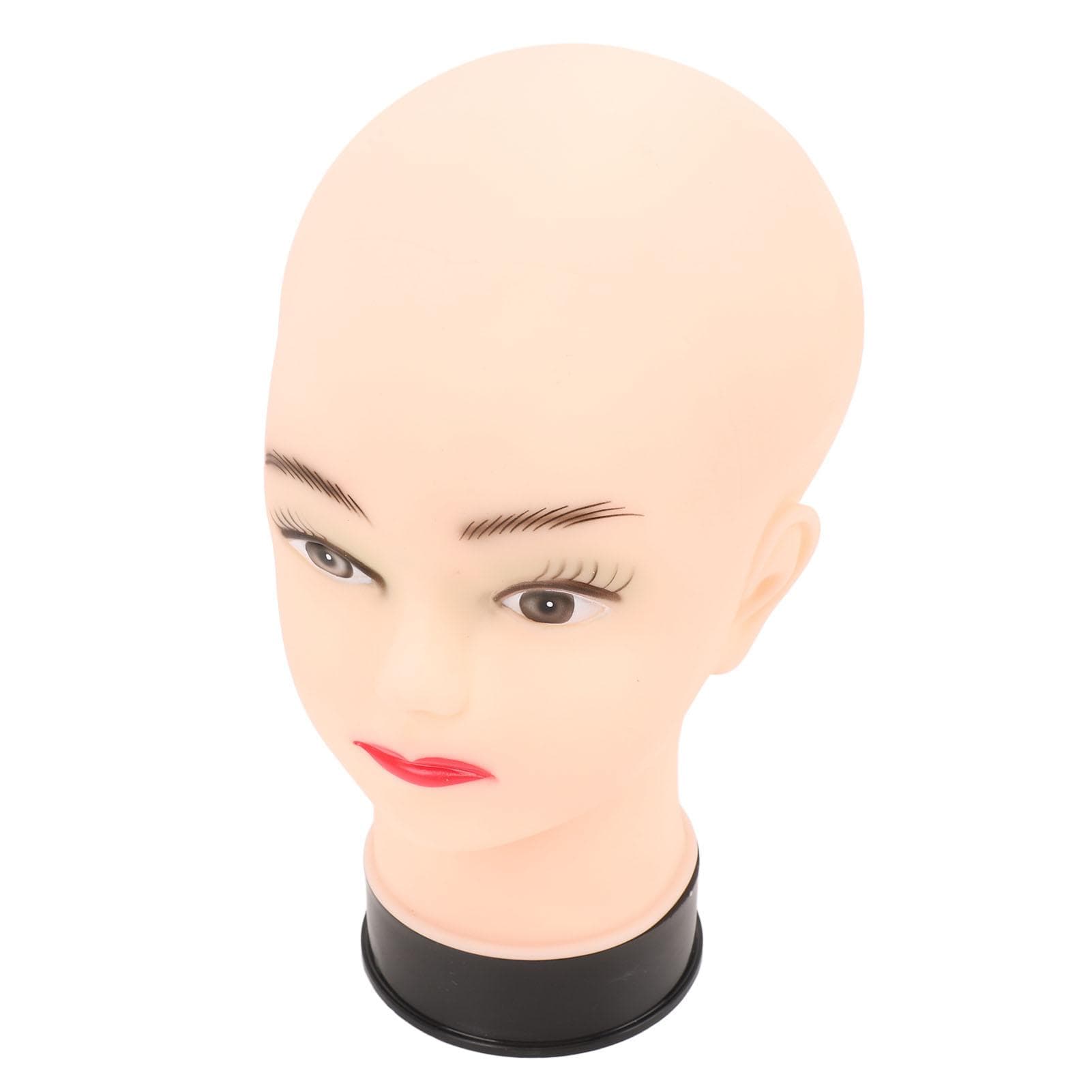 PVC Mannequin Head Bald Head Model with Universal Stand Interface for Wig Making Hat Display and