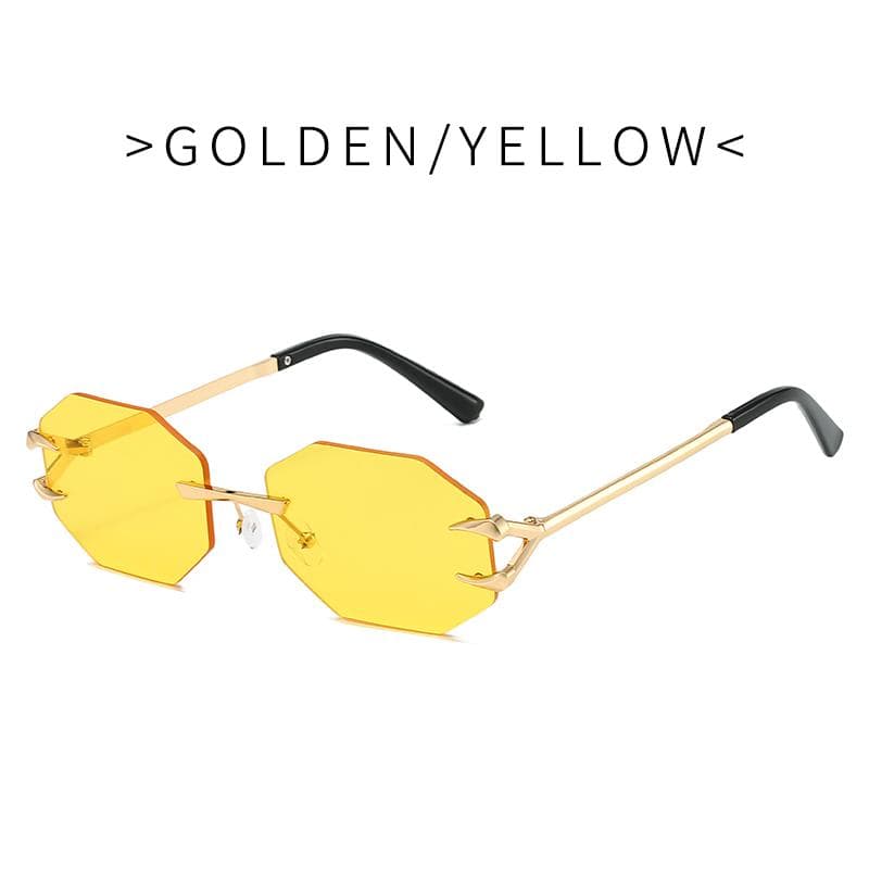 Fashion Rimless Square Sunglasses UV400 Retro Gradient Small Frame Metal Eyewear High Quality Popular Trendy