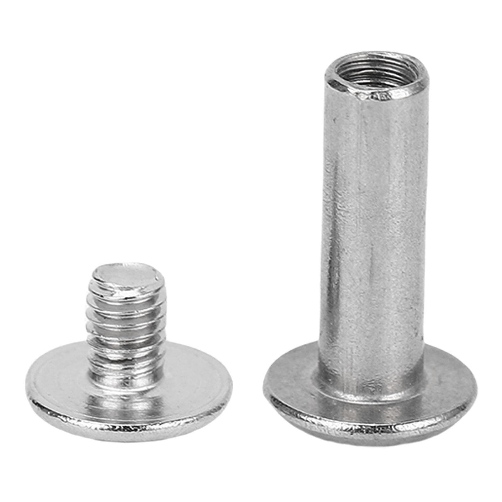 50 Sets Rivet and Screw M3.5 Stainless Steel Flat Round Head Rivet Fastener Set for Leather Crafts