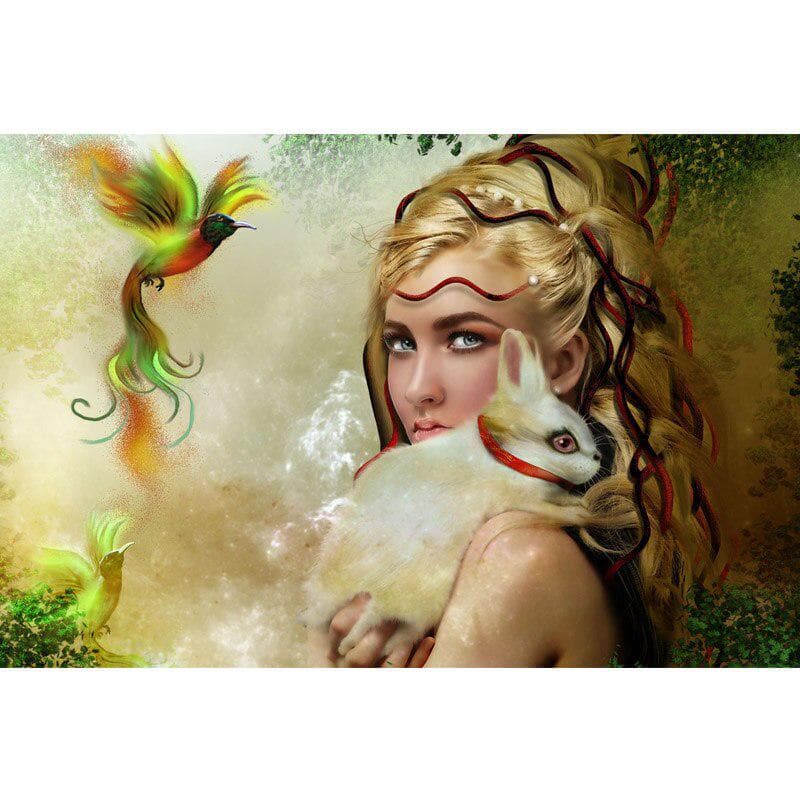 Fairy with Her Bunny Diamond Embroidery Diy Diamond Painting Mosaic Diamond Painting Cross Stitch 20X30CM