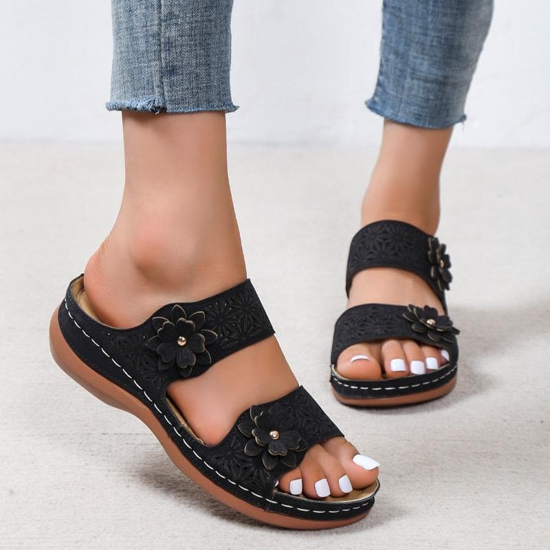 Summer Women's Slippers Large Size Women's Shoes Retro Roman Sandals Women's Casual Wedge Sandals Thick-soled Slippers 36