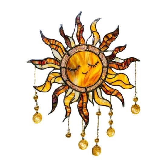 Sun Design Sun Catcher Acrylic Hanging Decoration Stained Glass Inspired Suncatcher Window Decor for Garden or Living Room A