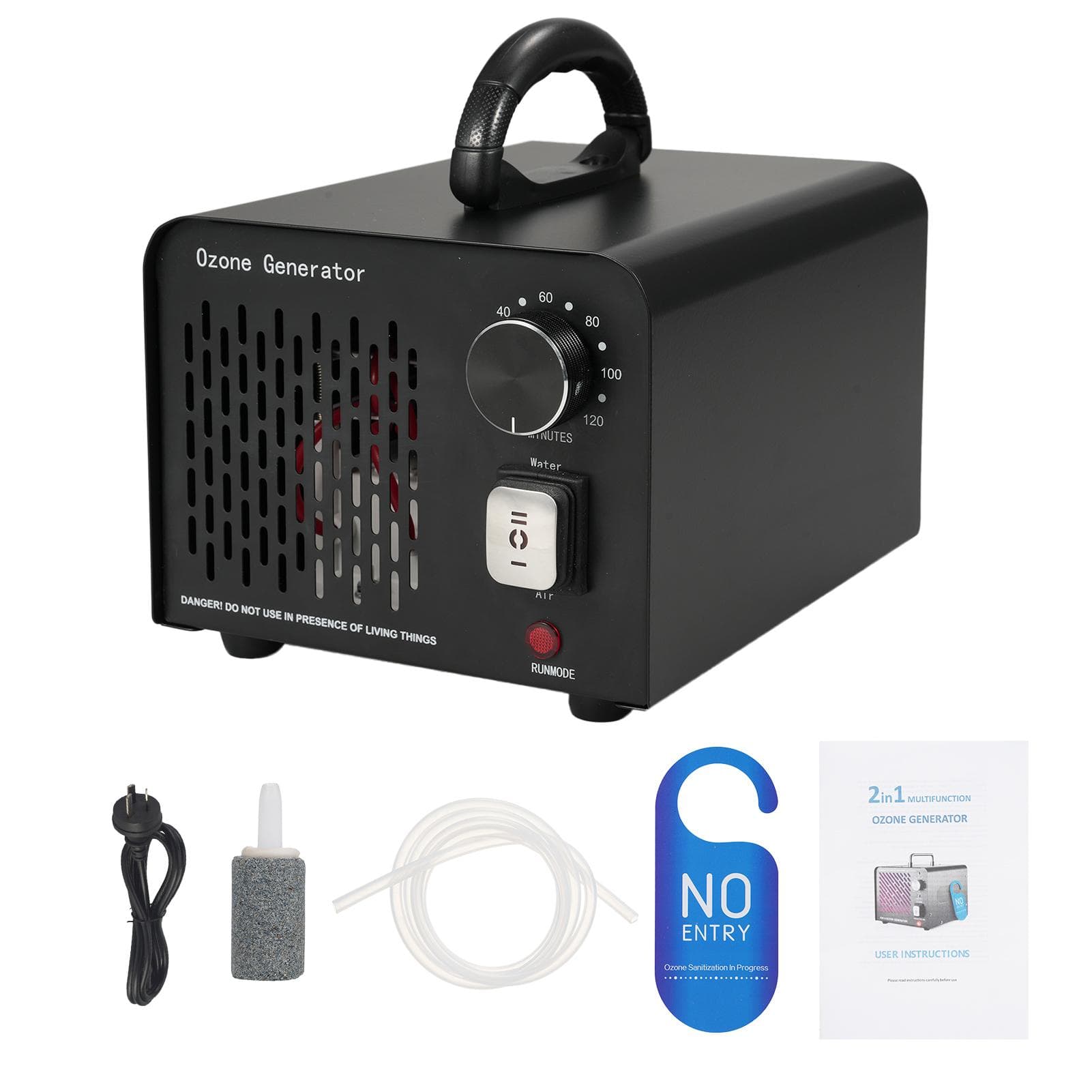 2-in-1 Ozone Generator with Air and Water Modes 10,000mgh O₃ Ozone Machine Ionizer Air Purifier 10g & AU Plug black
