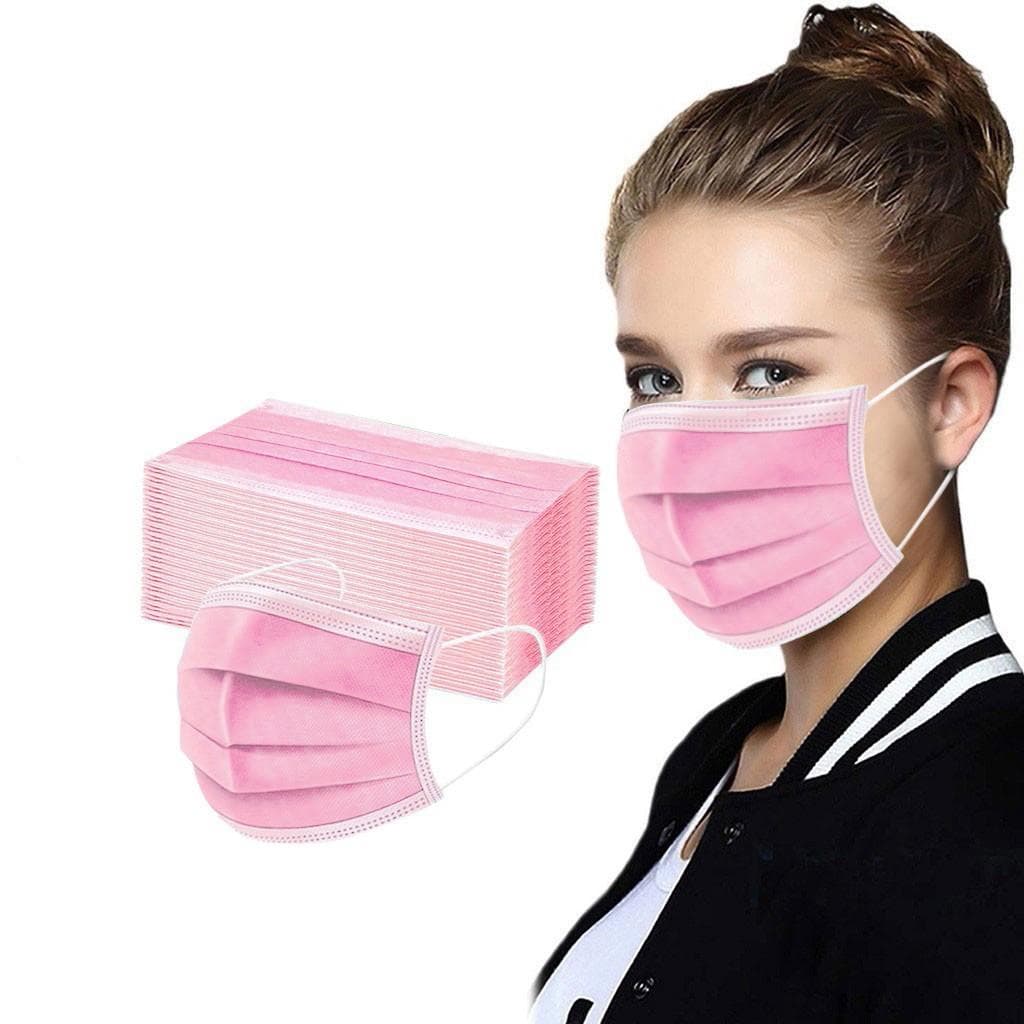 50PCS Women Man Solid Mask Disposable Face Mask 3Ply Ear Loop Anti-PM2.5 Mask