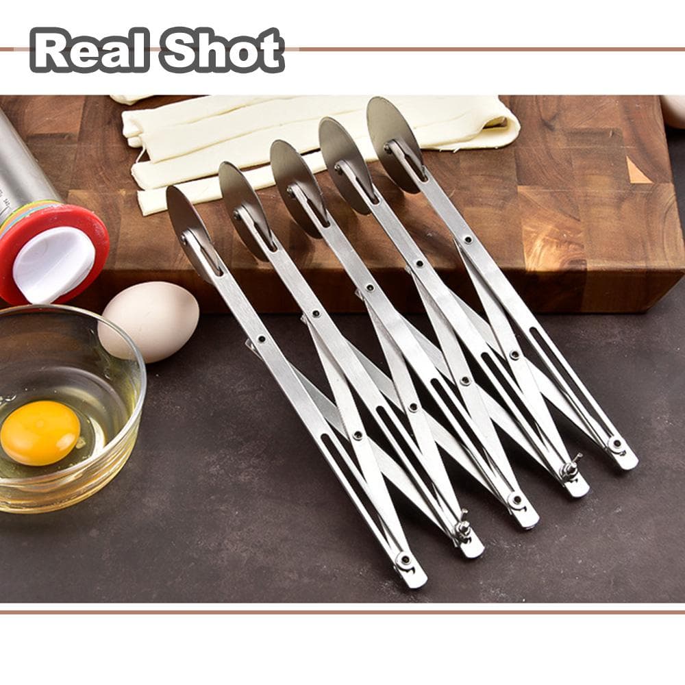 7 Wheel Stainless Steel Pizza Knife Wheel Knife Cutter Adjustable Dough Divider for Pastry Pizza 5 wheel silver