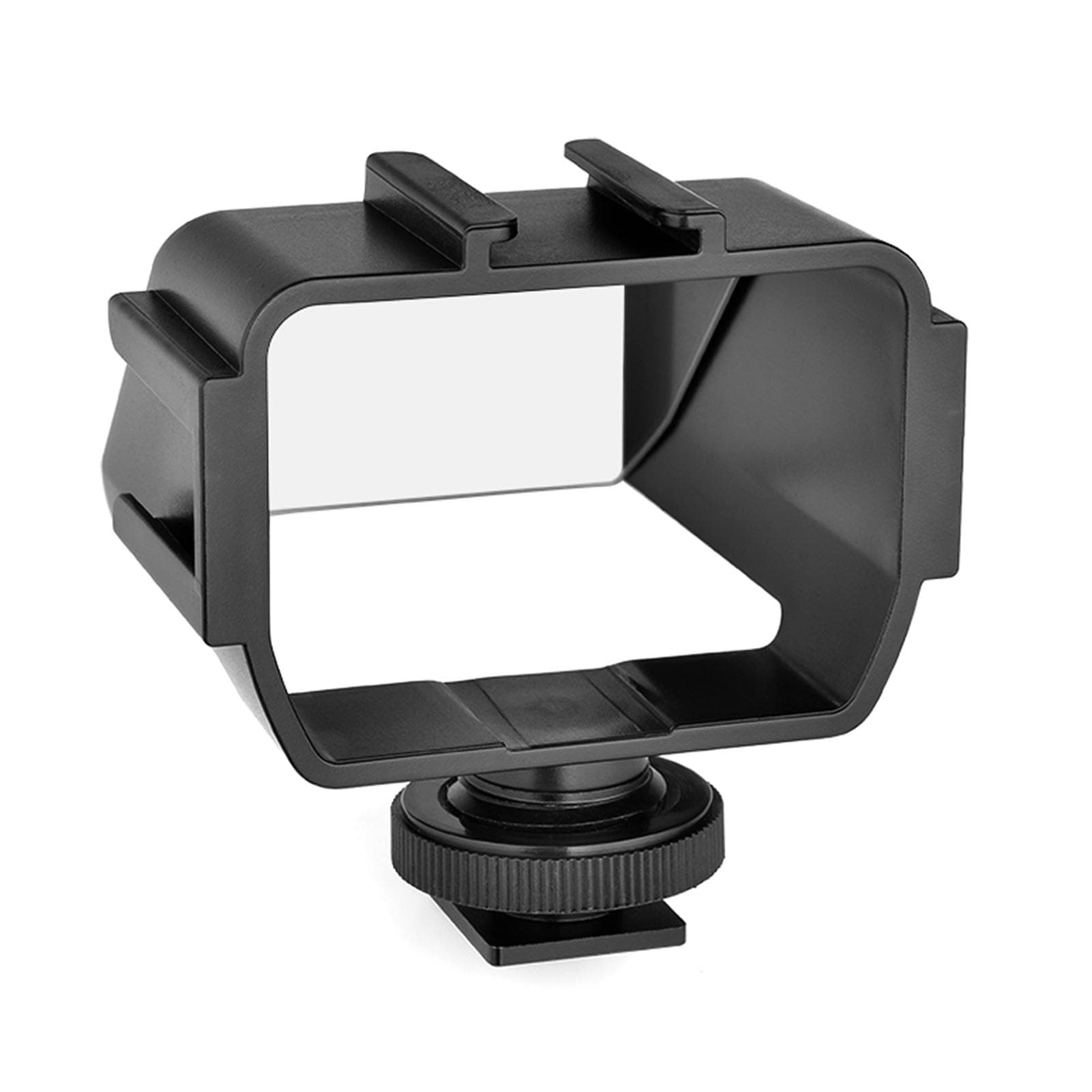 Andoer Universal Camera Selfie Vlog Flip Up Mirror Screen with 3 Cold Shoe Mounts for Installing black